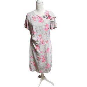 Banana Republic Gray and Pink Midi Dress